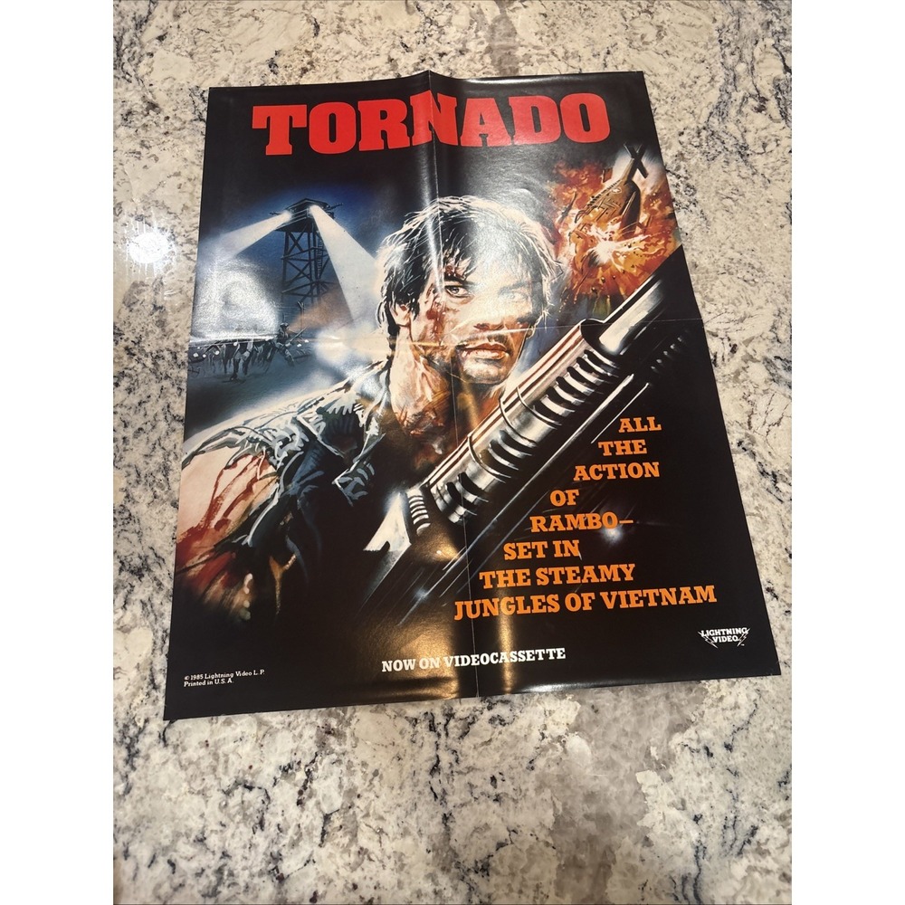 VINTAGE TORNADO VIDEO PROMO 24 X 18 POSTER 1980S VIETNAM ACTION CULT RARE